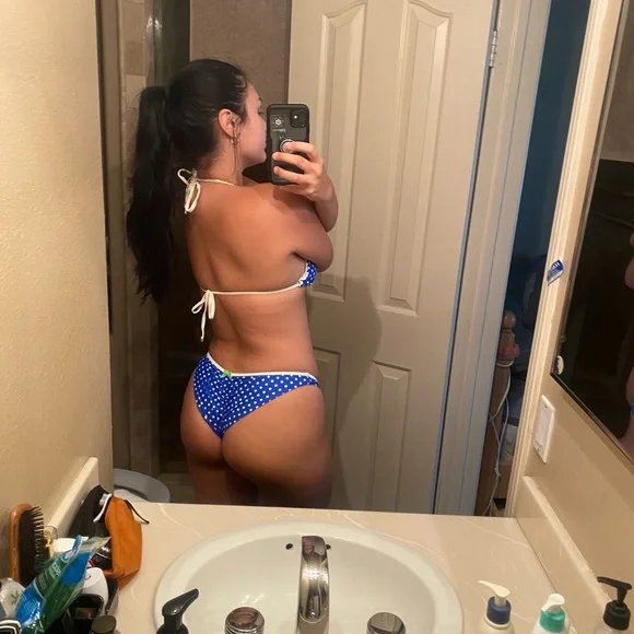 COPY - Beach Bunny Blue and Green Polka dot Sexy Bikini Set TOp L Bottoms M - Picture 4 of 9